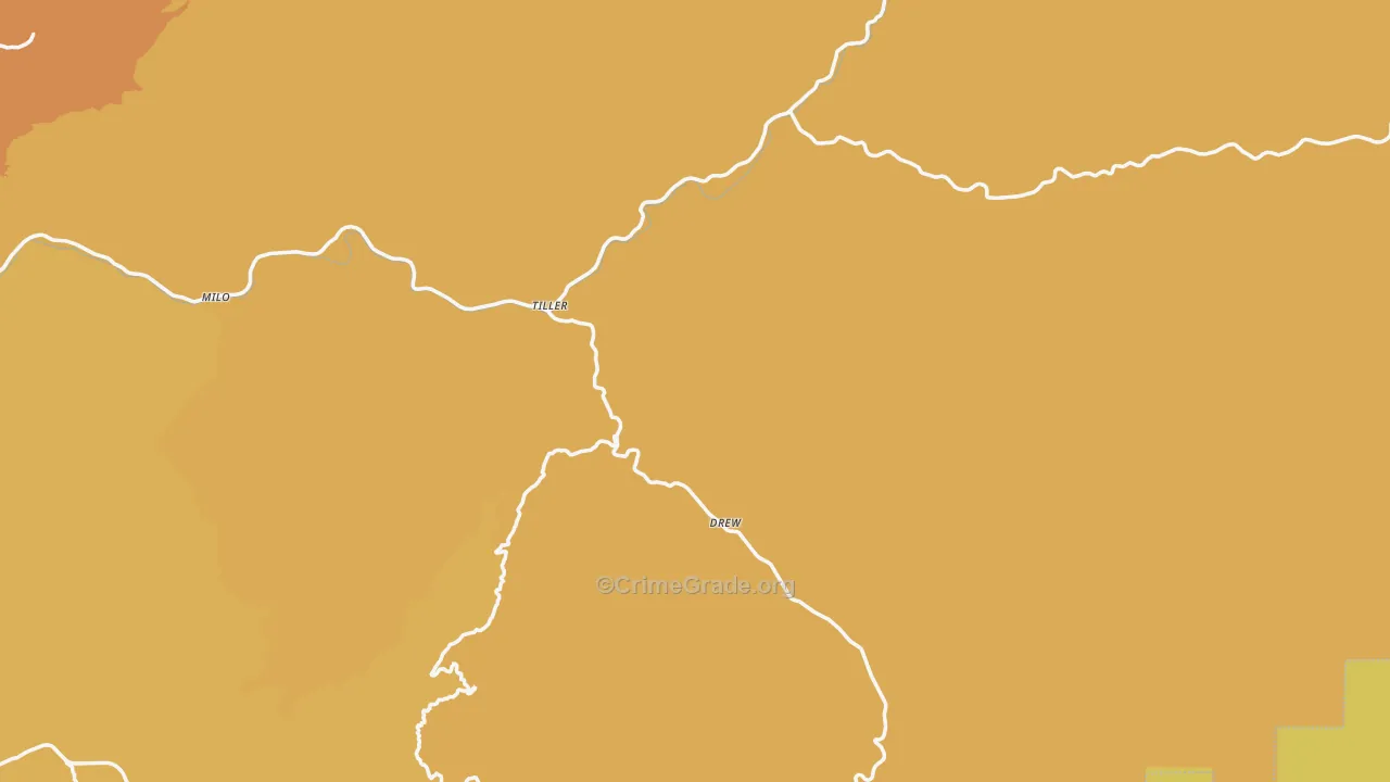 Tiller, OR Map of Theft Rates