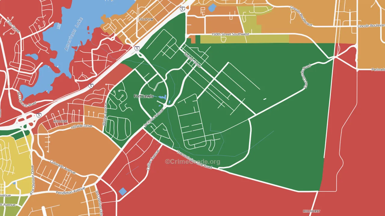 Tillicum, WA Map of Theft Rates