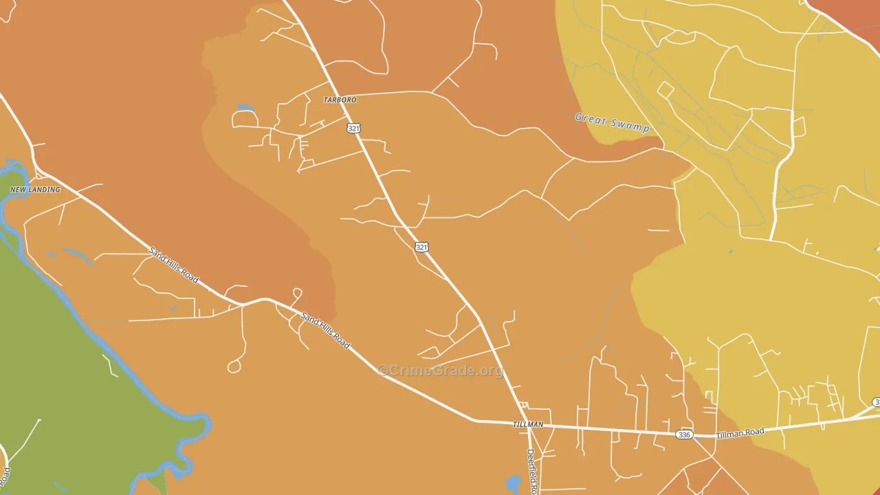 Tillman, SC Map of Theft Rates