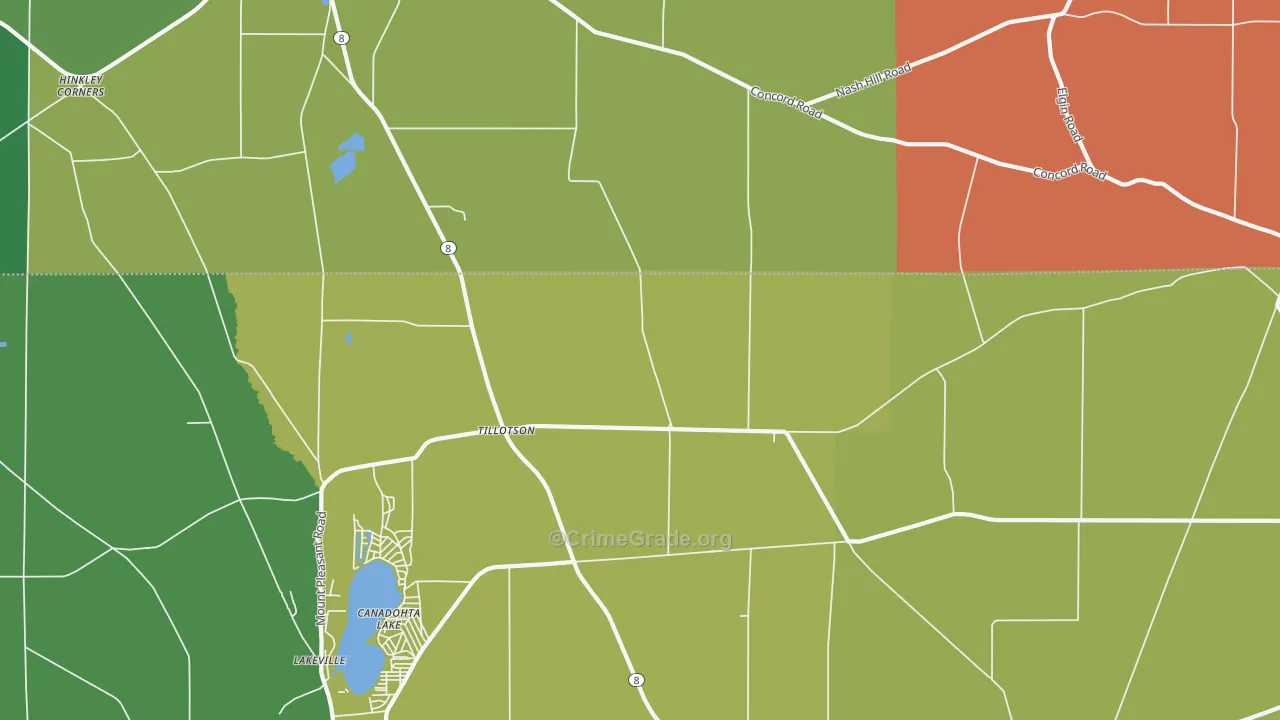 Tillotson, PA Map of Theft Rates