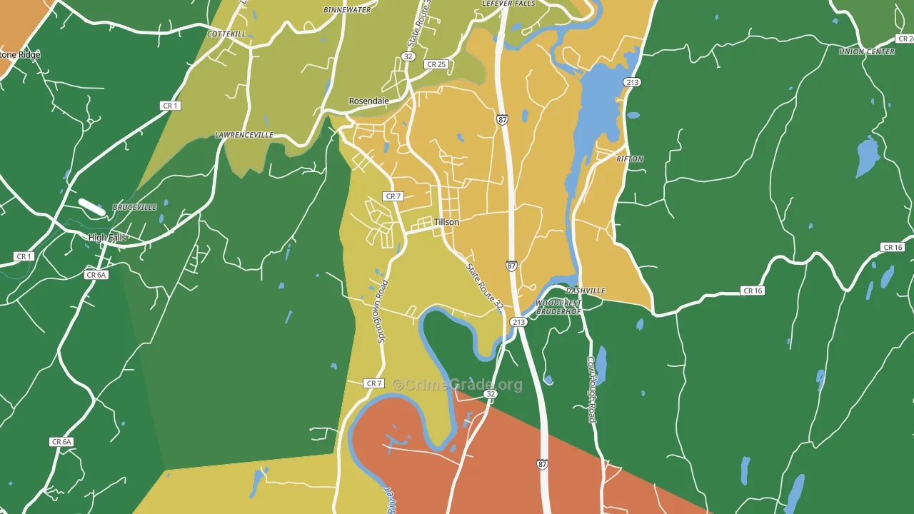 Tillson, NY Map of Theft Rates