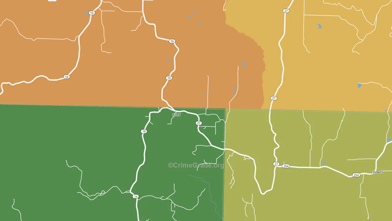 Tilly, AR Map of Theft Rates