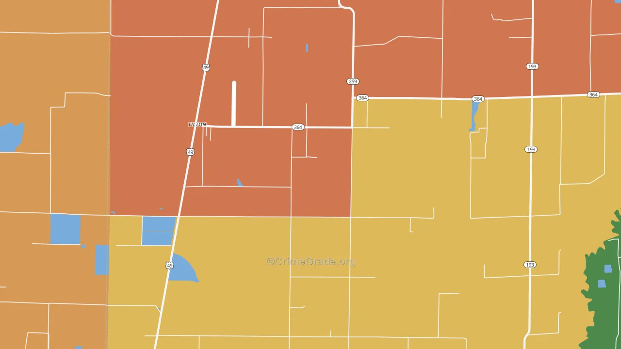 Tilton, AR Map of Theft Rates