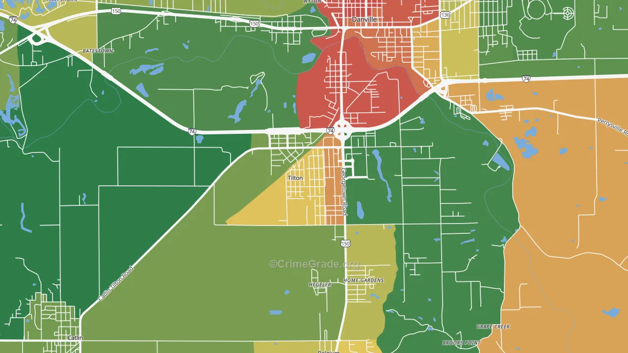 Tilton, IL Map of Theft Rates