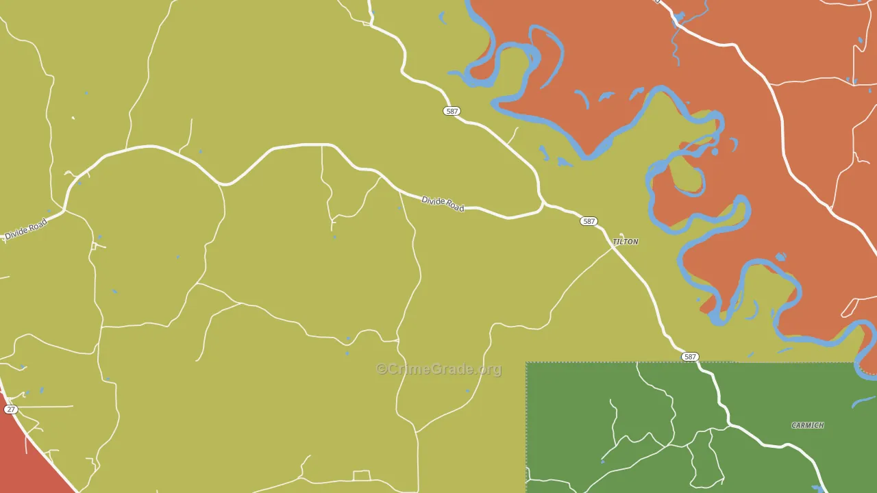 Tilton, MS Map of Theft Rates