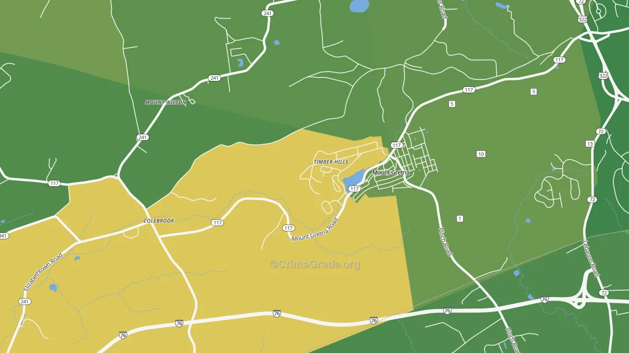 Timber Hills, PA Map of Theft Rates