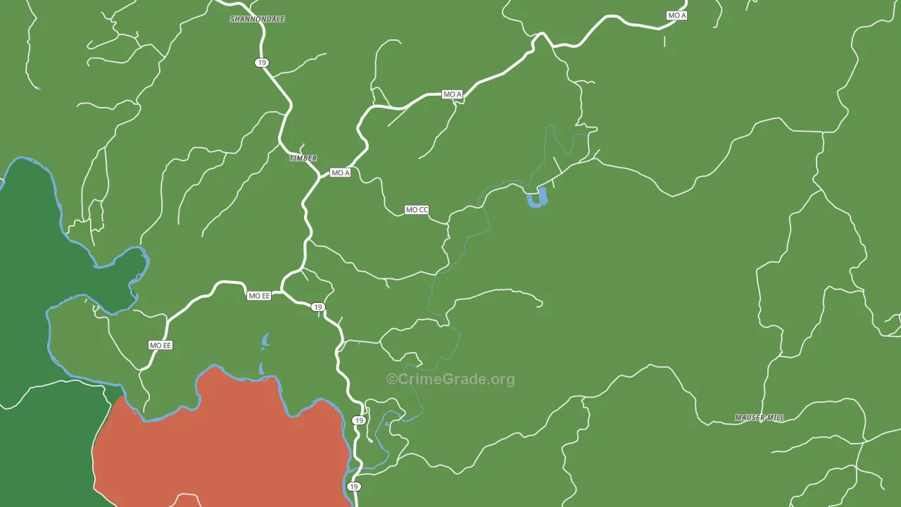 Timber, MO Map of Theft Rates