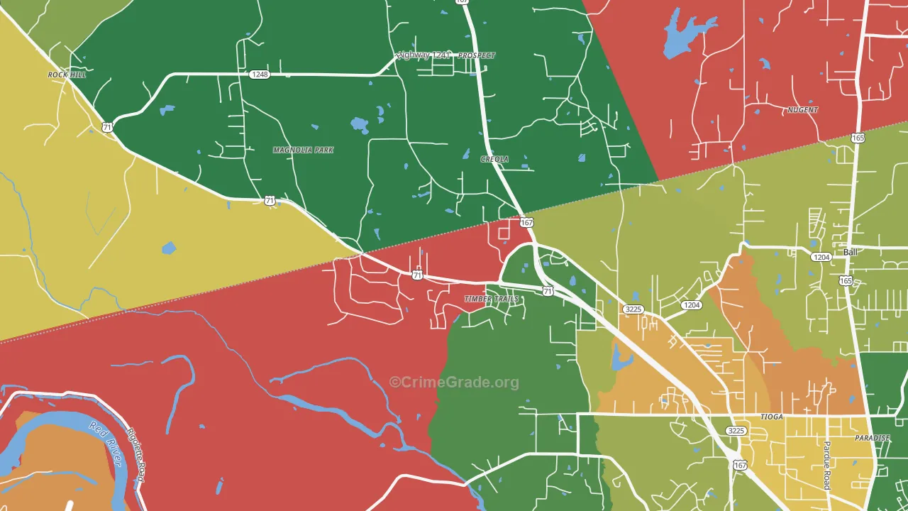 Timber Trails, LA Map of Theft Rates