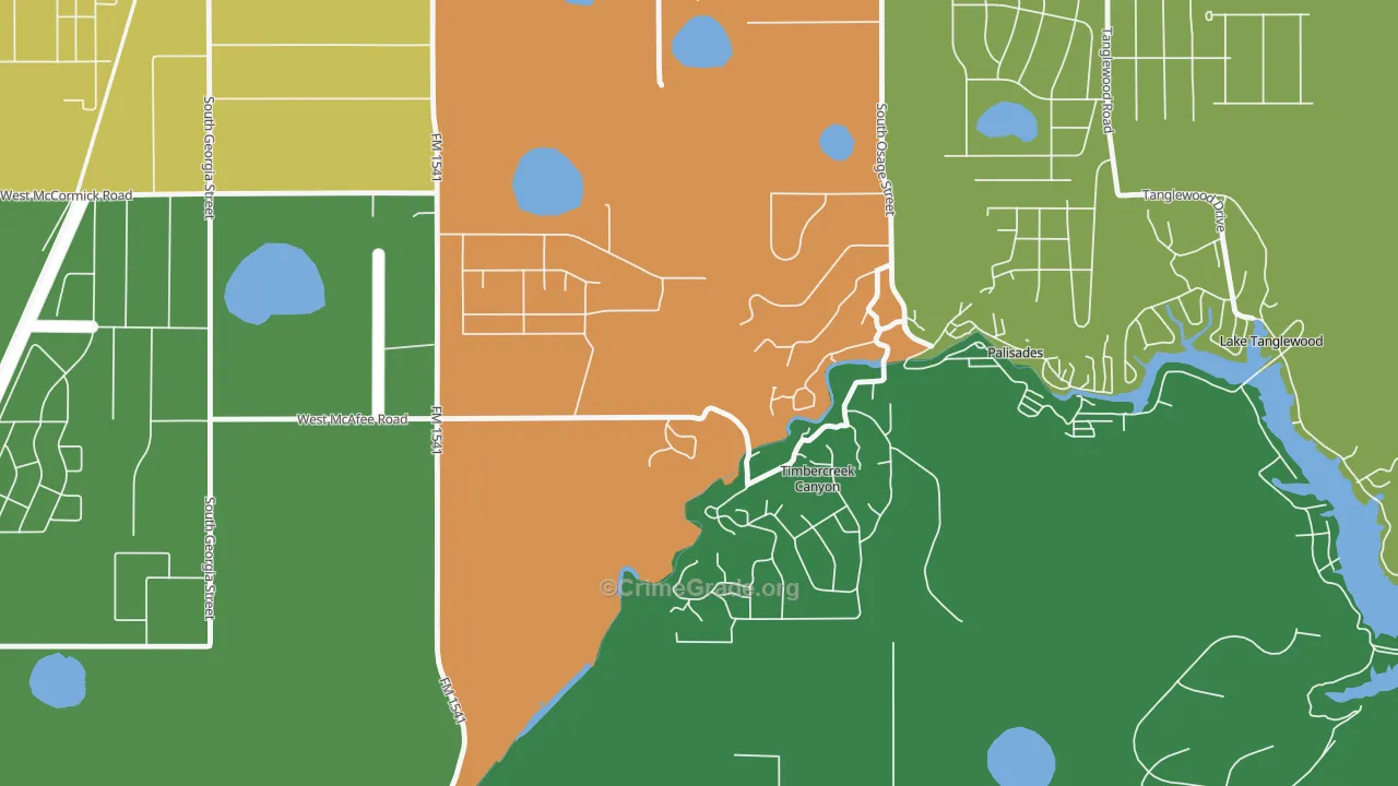 Timbercreek Canyon, TX Map of Theft Rates