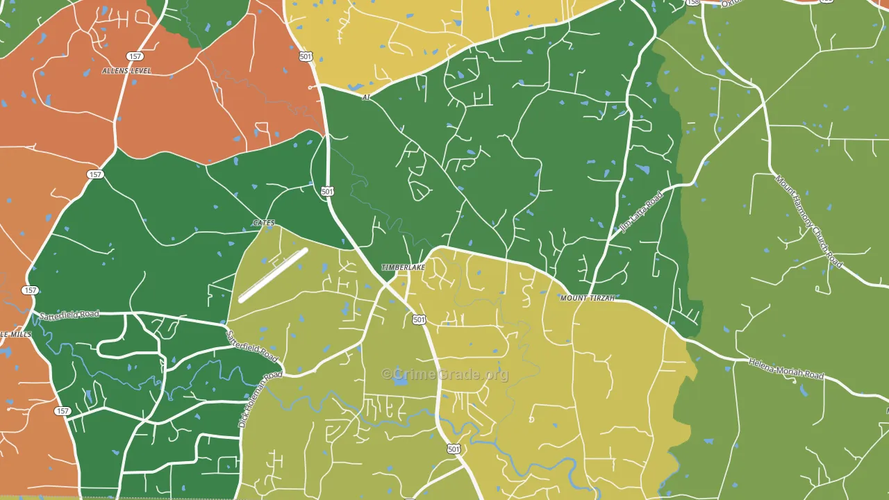 Timberlake, NC Map of Theft Rates