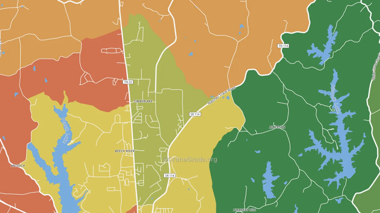 Timberlake, TN Map of Theft Rates