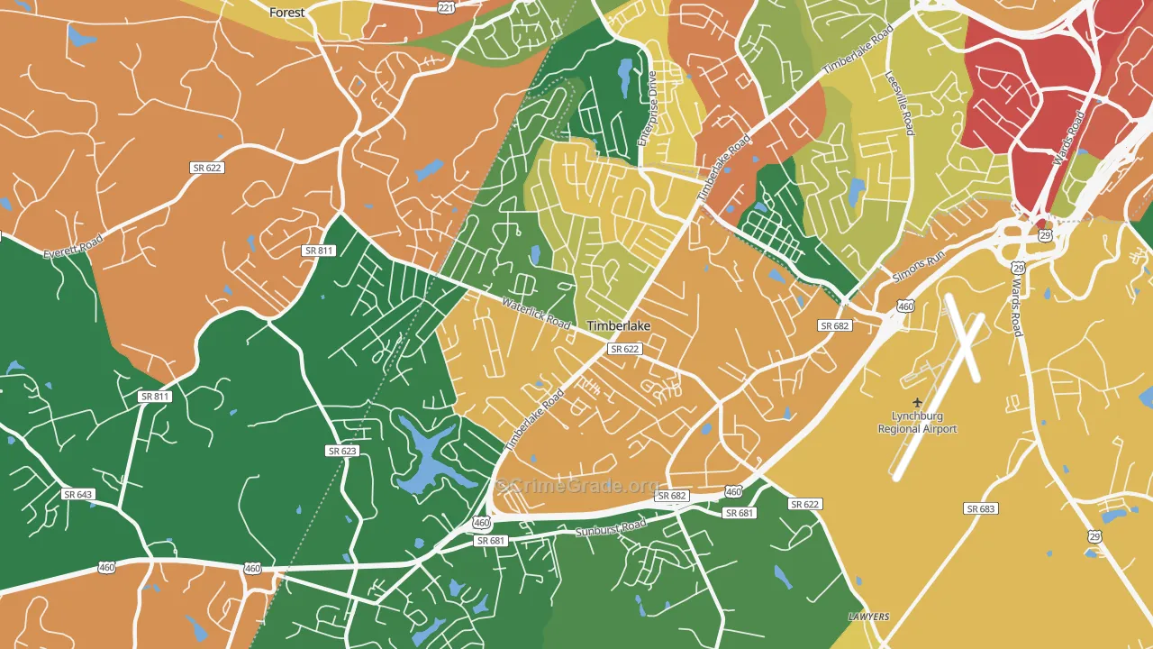 Timberlake, VA Map of Theft Rates