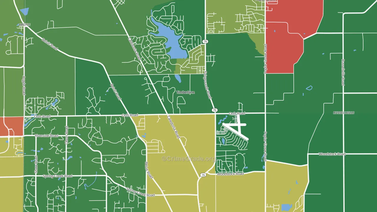 Timberlane, IL Map of Theft Rates