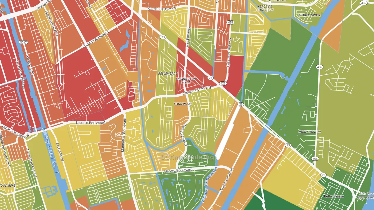 Timberlane, LA Map of Theft Rates