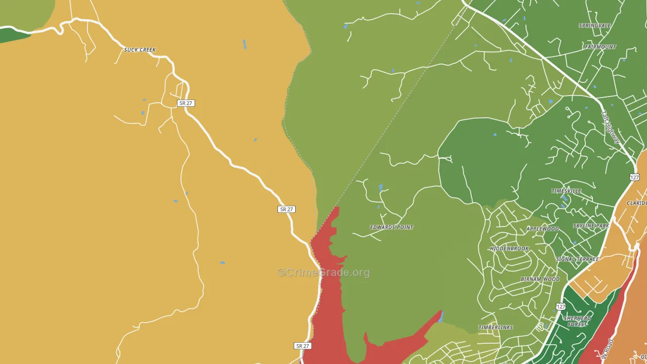 Timberlinks, TN Map of Theft Rates