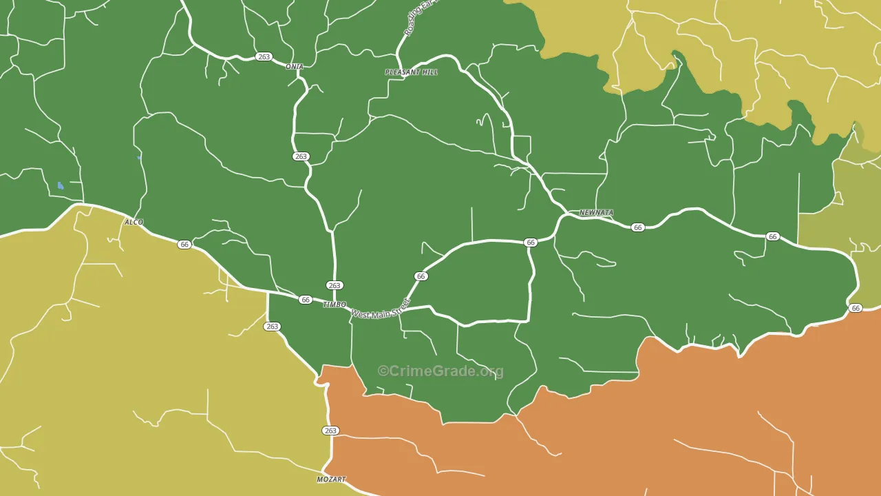 Timbo, AR Map of Theft Rates