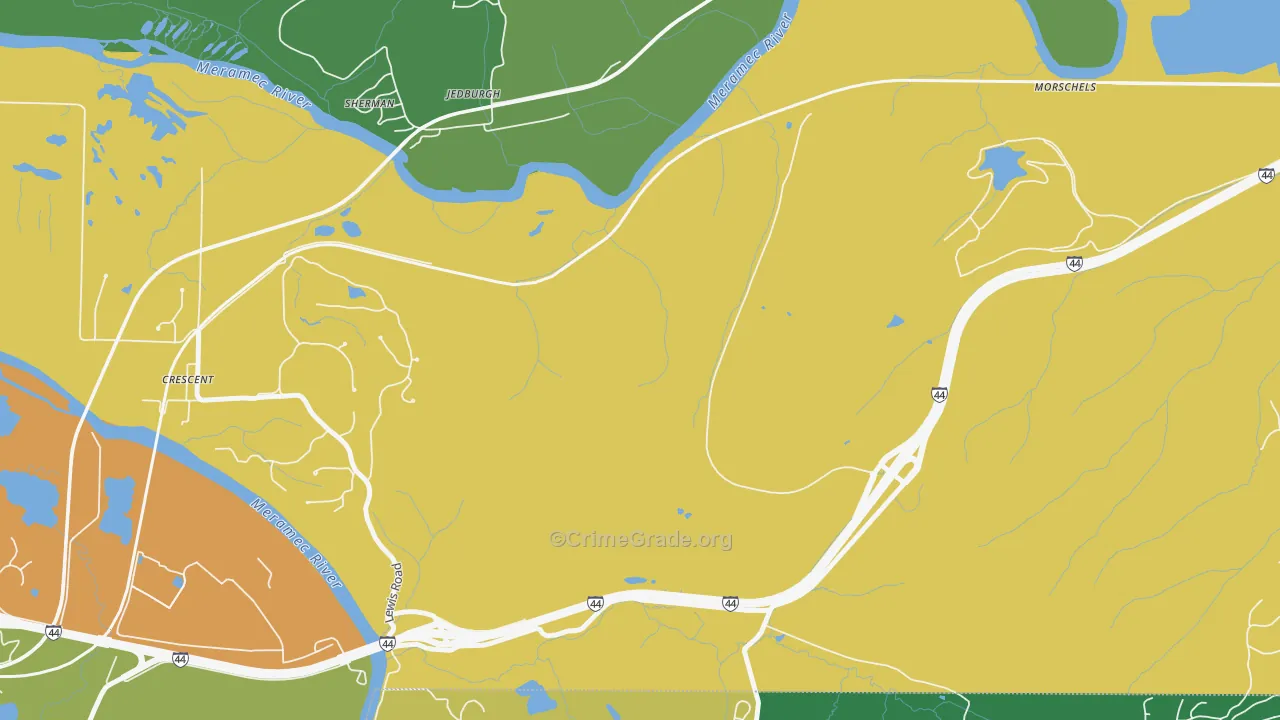 Times Beach, MO Map of Theft Rates