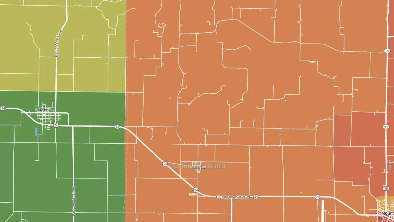 Timewell, IL Map of Theft Rates