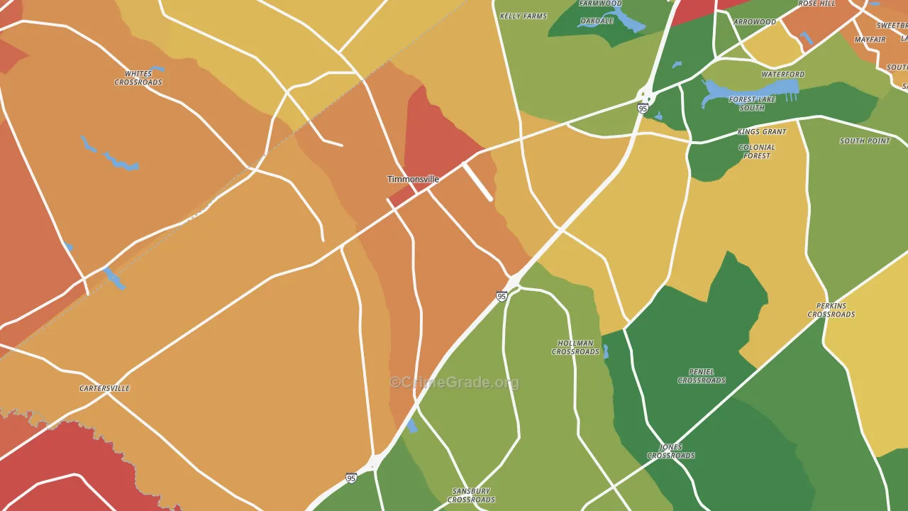 Timmonsville, SC Map of Theft Rates