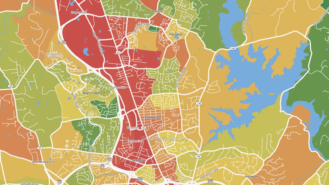 Timonium, MD Map of Theft Rates
