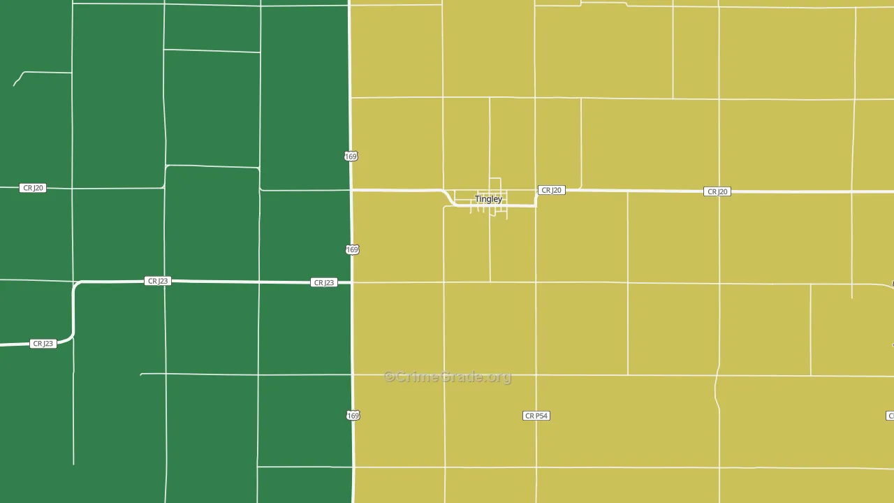 Tingley, IA Map of Theft Rates