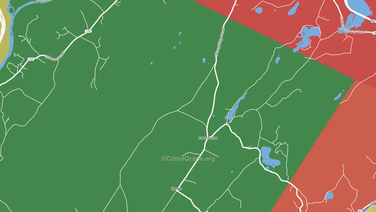 Tinkerville, NH Map of Theft Rates