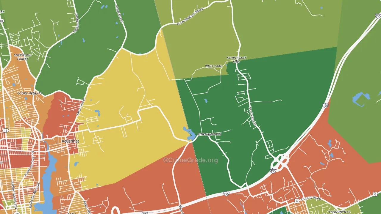 Tinkhamtown, MA Map of Theft Rates