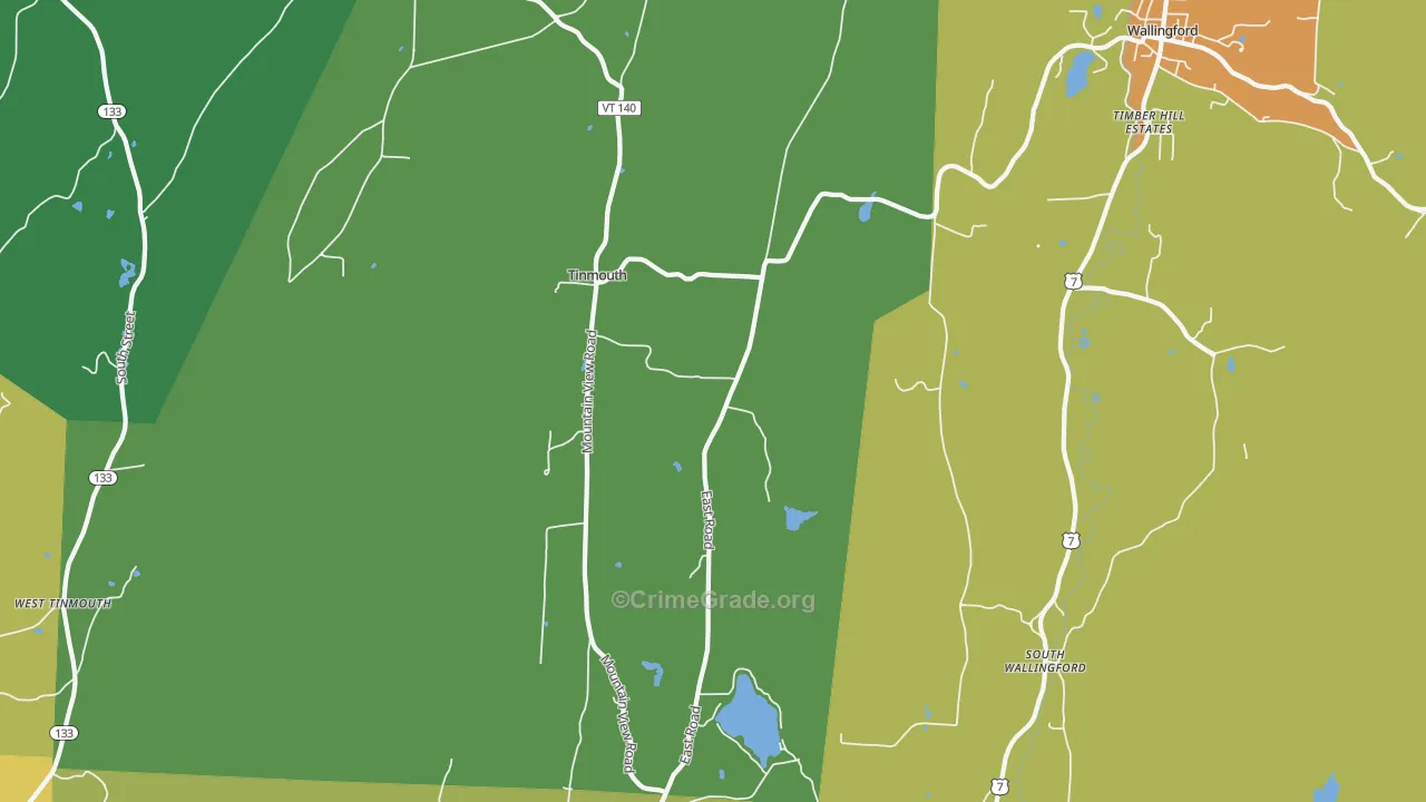 Tinmouth, VT Map of Theft Rates