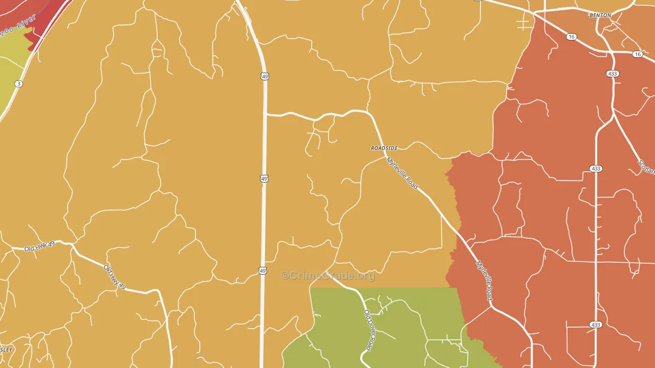Tinsley, MS Map of Theft Rates