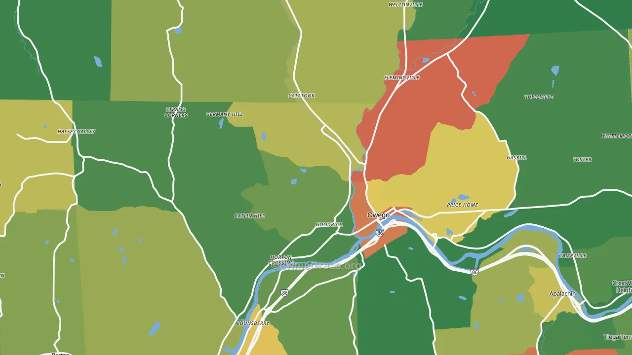 Tioga County, NY Map of Theft Rates