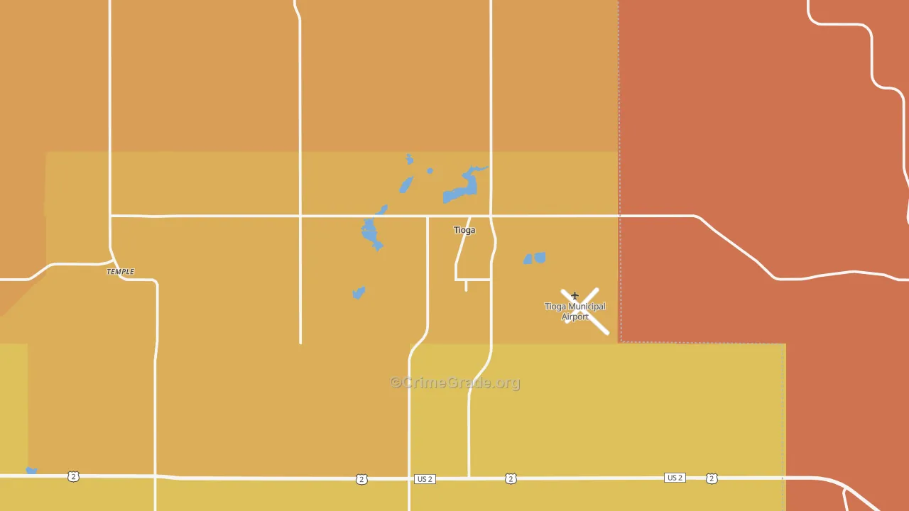 Tioga, ND Map of Theft Rates