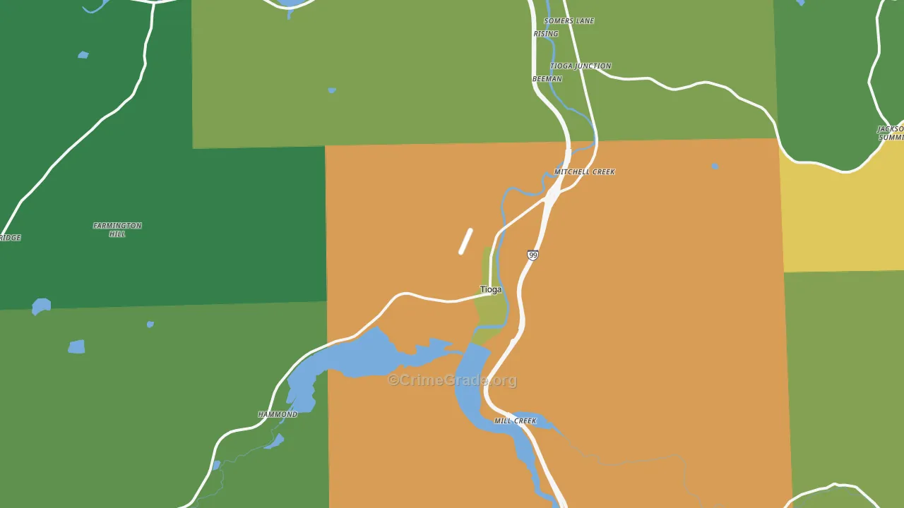 Tioga, PA Map of Theft Rates