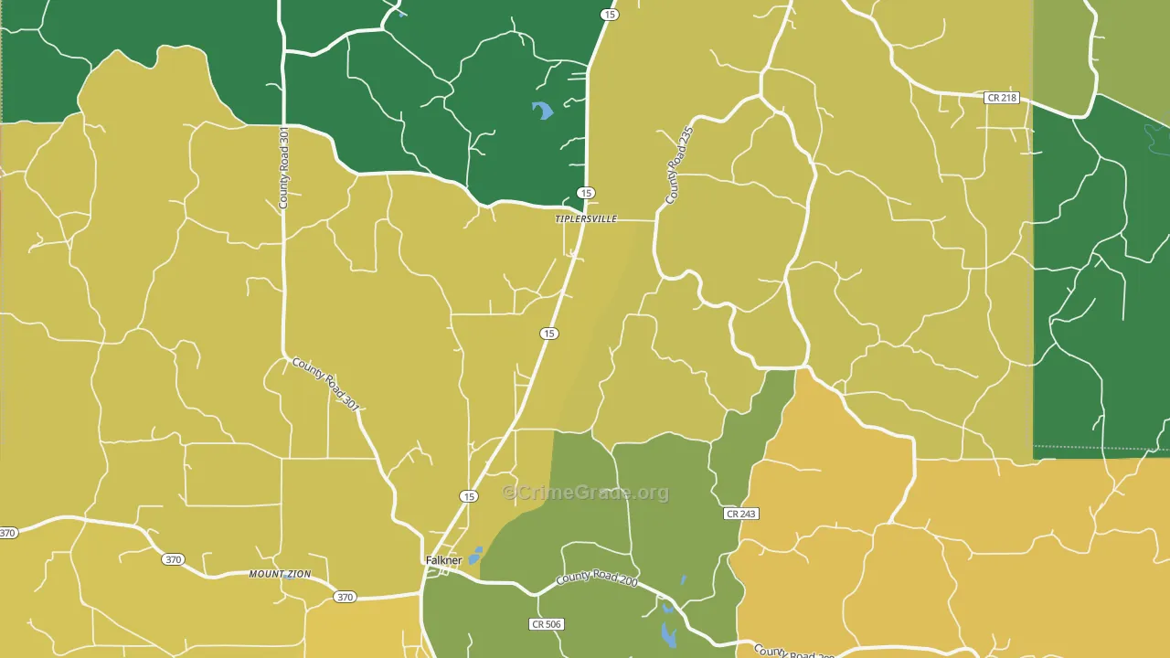Tiplersville, MS Map of Theft Rates