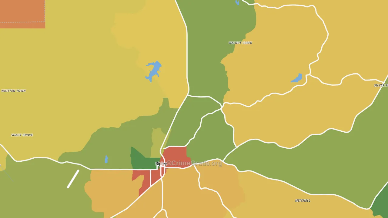 Tippah County, MS Map of Theft Rates