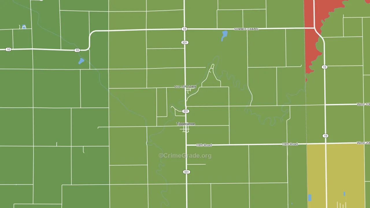 Tippecanoe, IN Map of Theft Rates