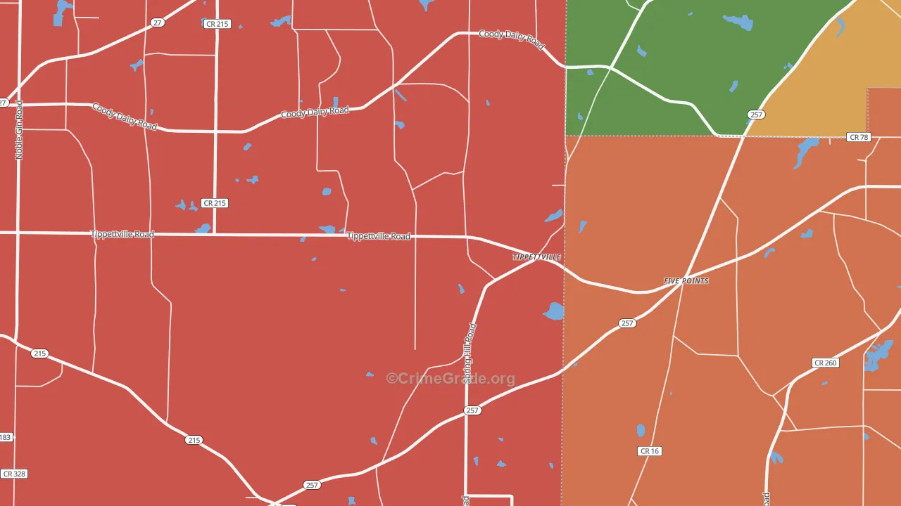 Tippettville, GA Map of Theft Rates