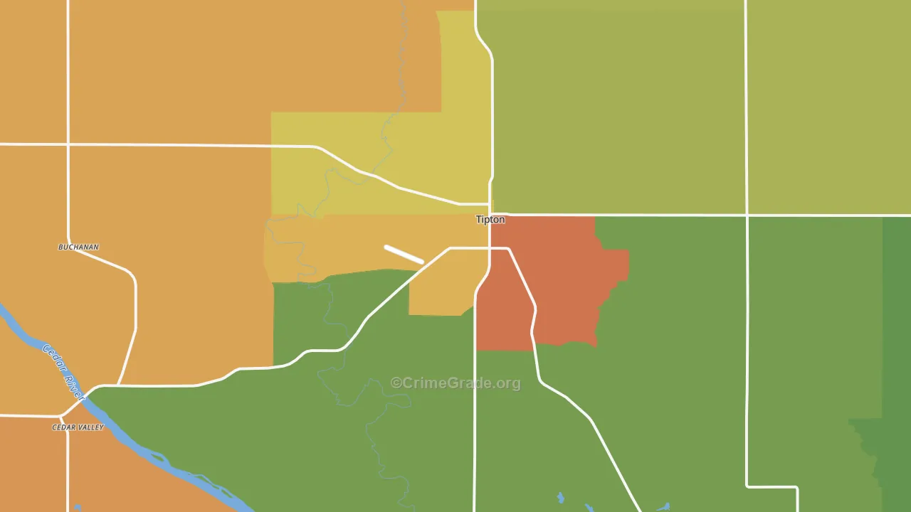 Tipton, IA Map of Theft Rates