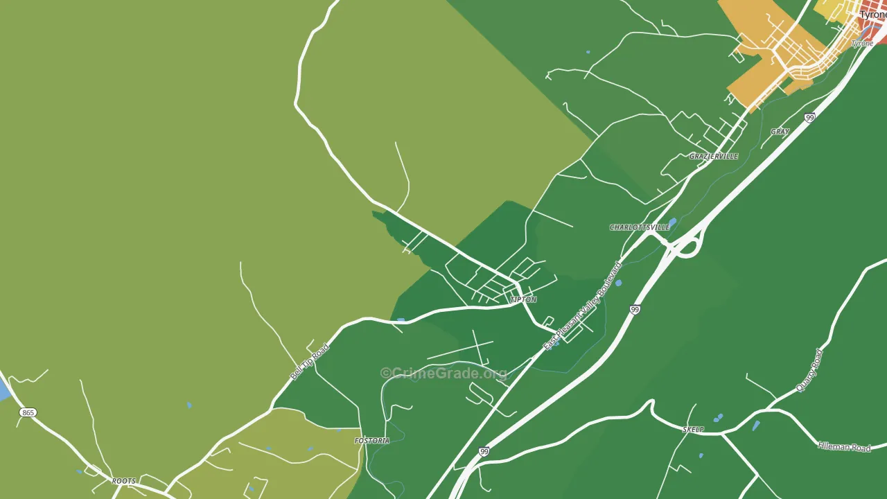 Tipton, PA Map of Theft Rates