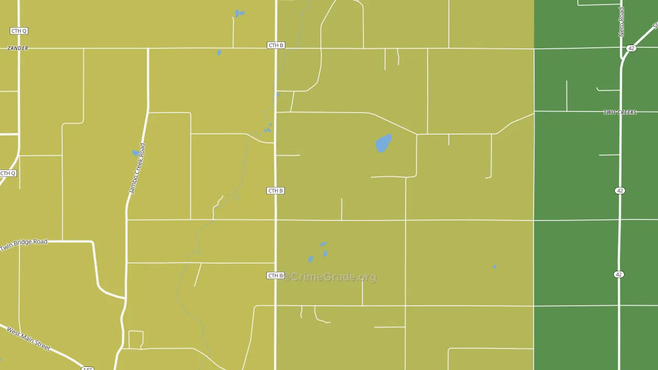 Tisch Mills, WI Map of Theft Rates