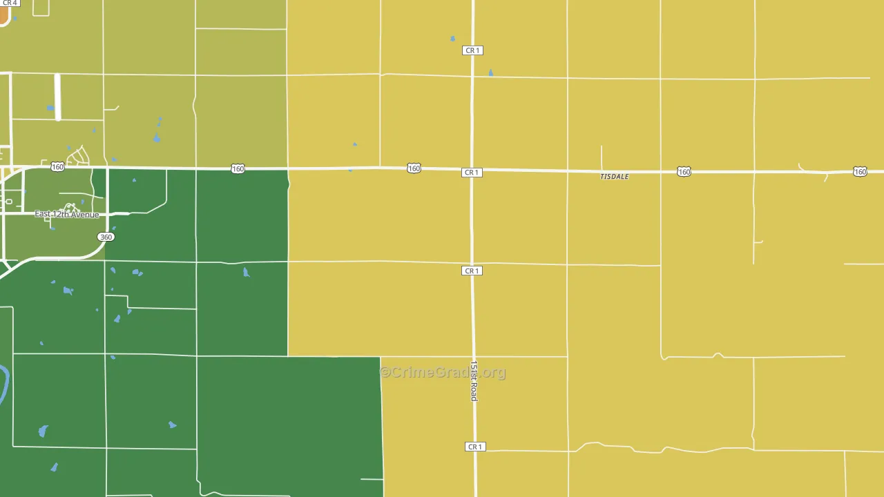 Tisdale, KS Map of Theft Rates