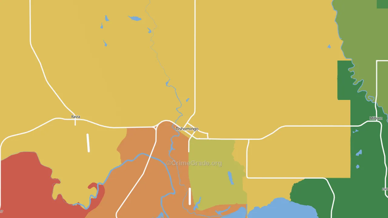 Tishomingo, OK Map of Theft Rates
