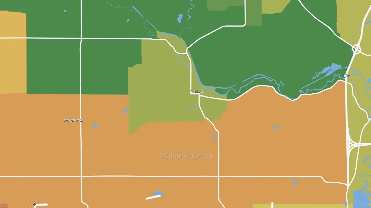Tiskilwa, IL Map of Theft Rates