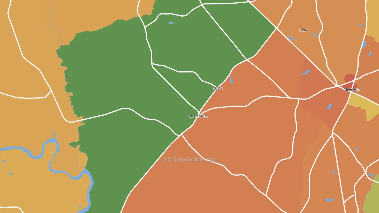 Tison, GA Map of Theft Rates
