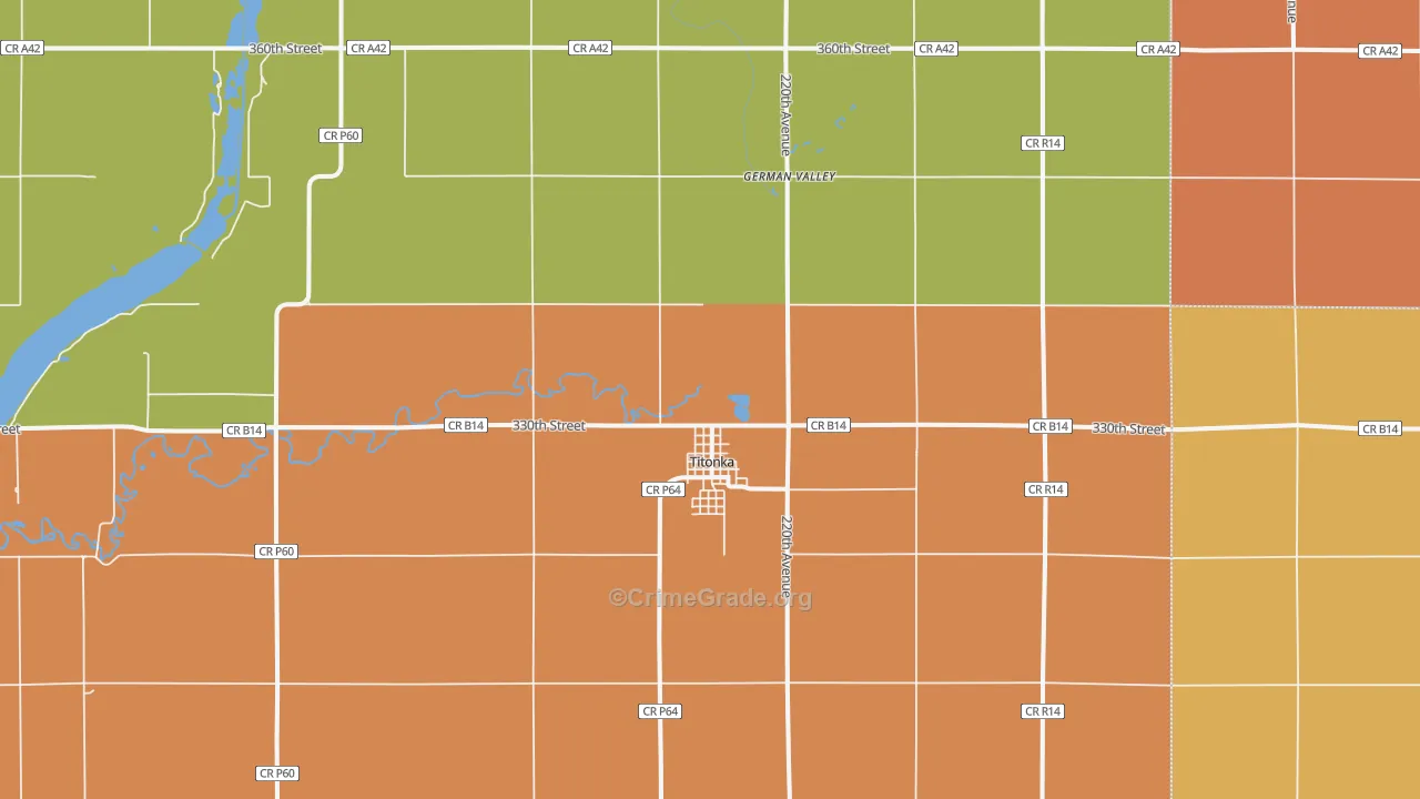 Titonka, IA Map of Theft Rates