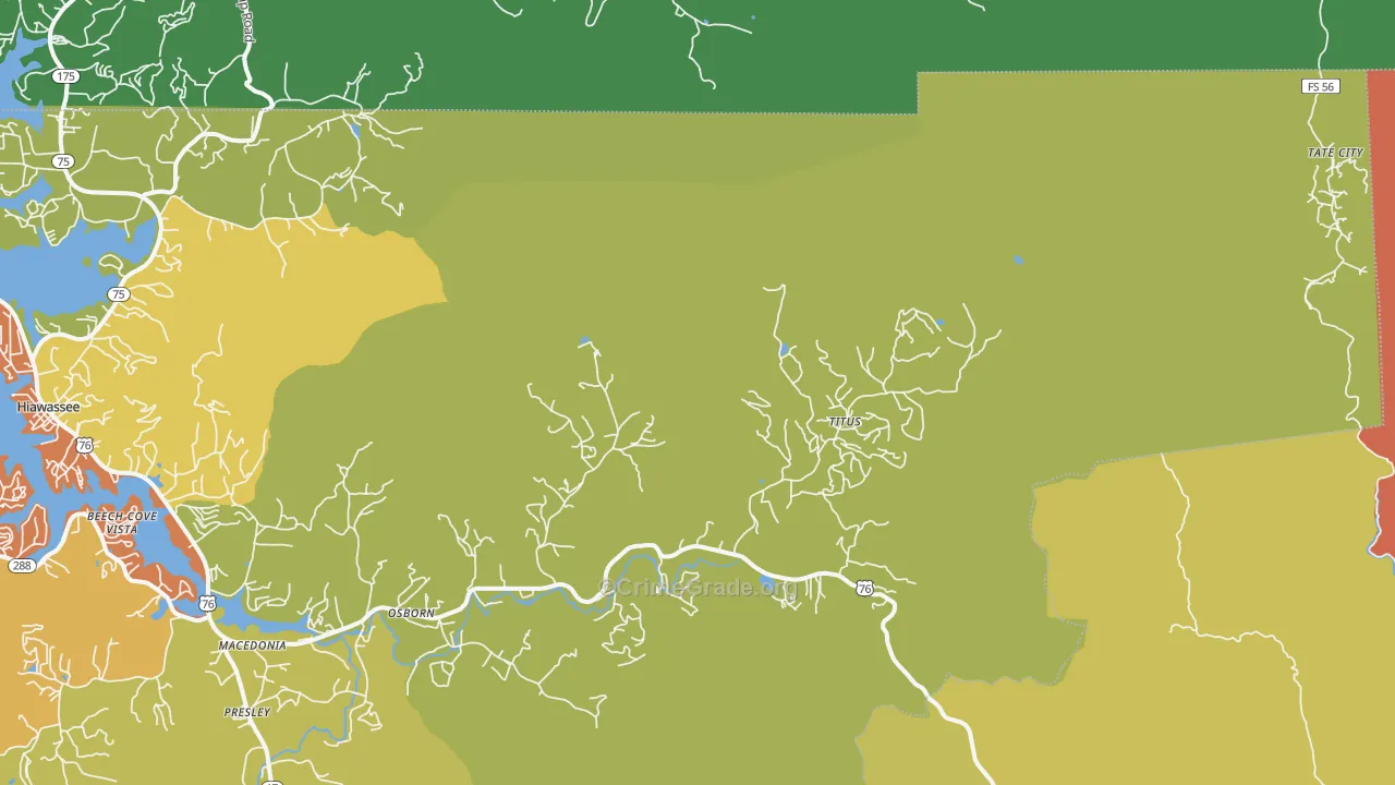 Titus, GA Map of Theft Rates