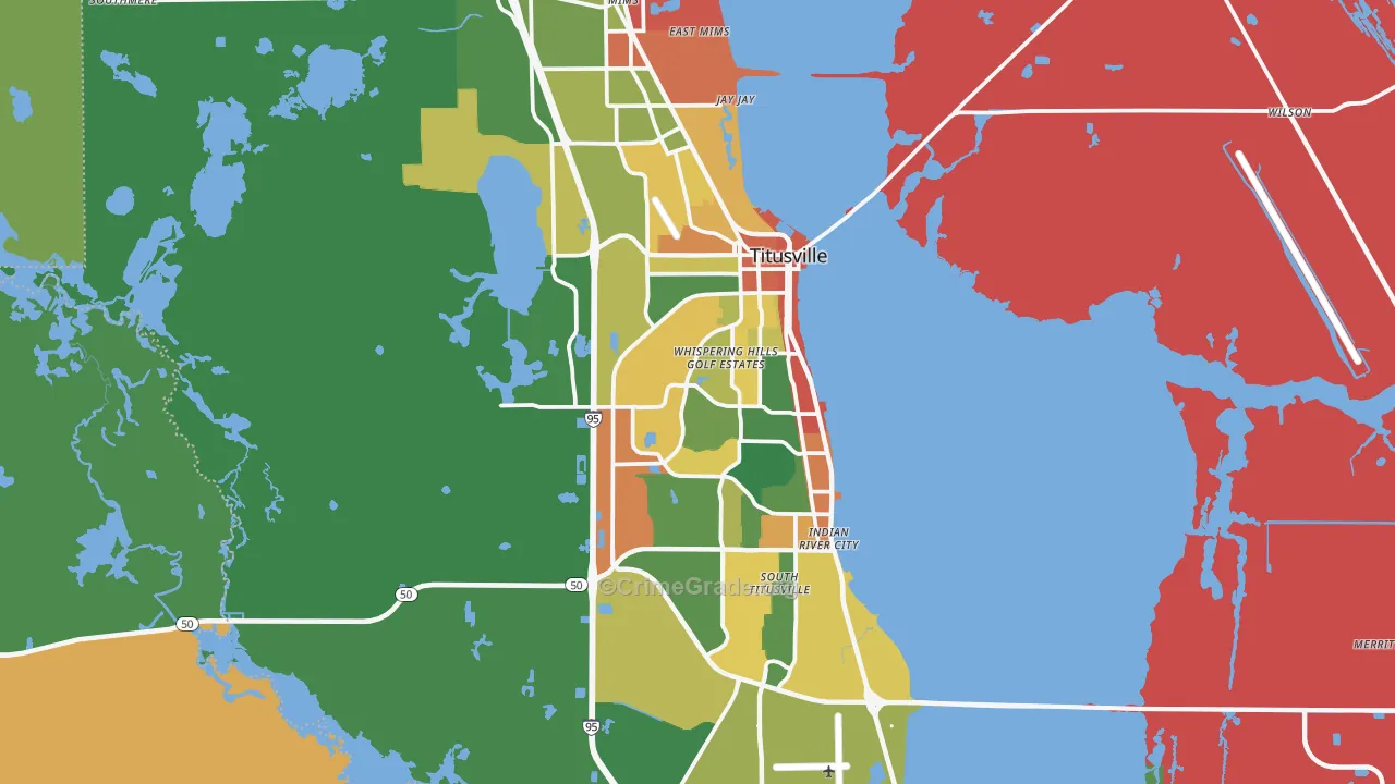 Titusville, FL Map of Theft Rates