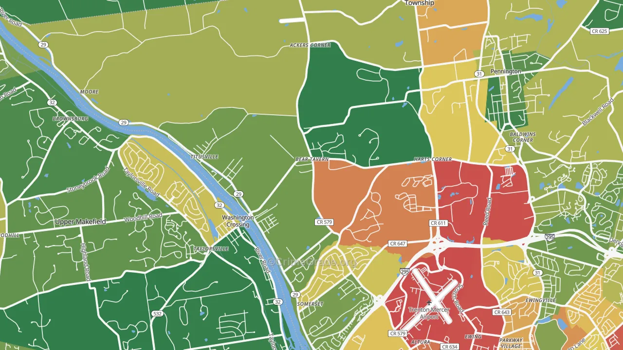 Titusville, NJ Map of Theft Rates