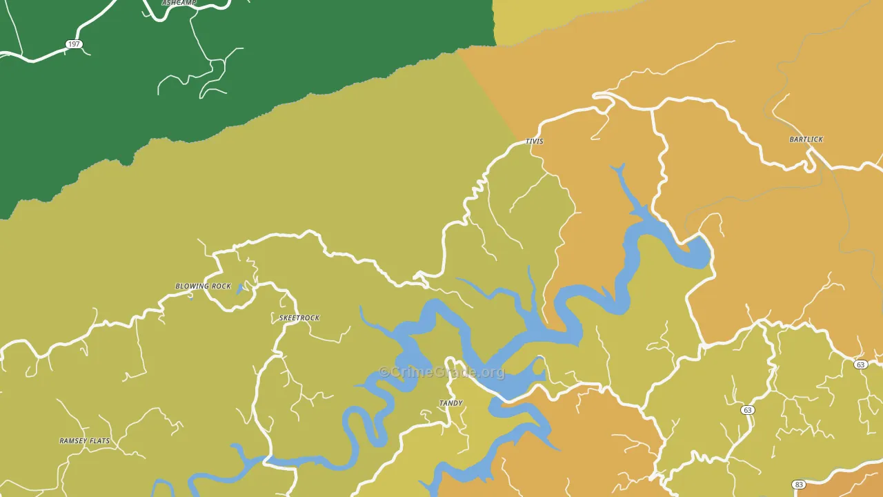Tivis, VA Map of Theft Rates