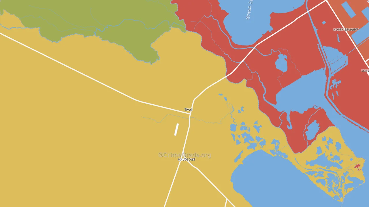 Tivoli, TX Map of Theft Rates