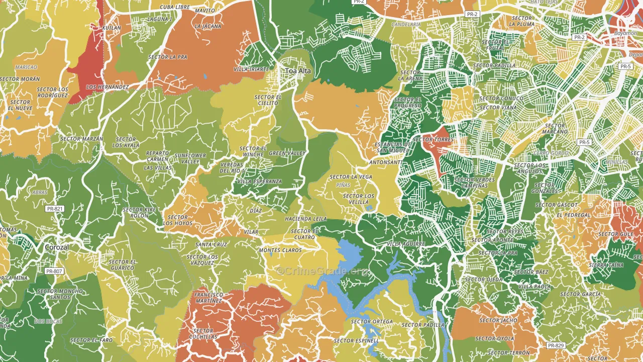 Toa Alta, PR Map of Theft Rates